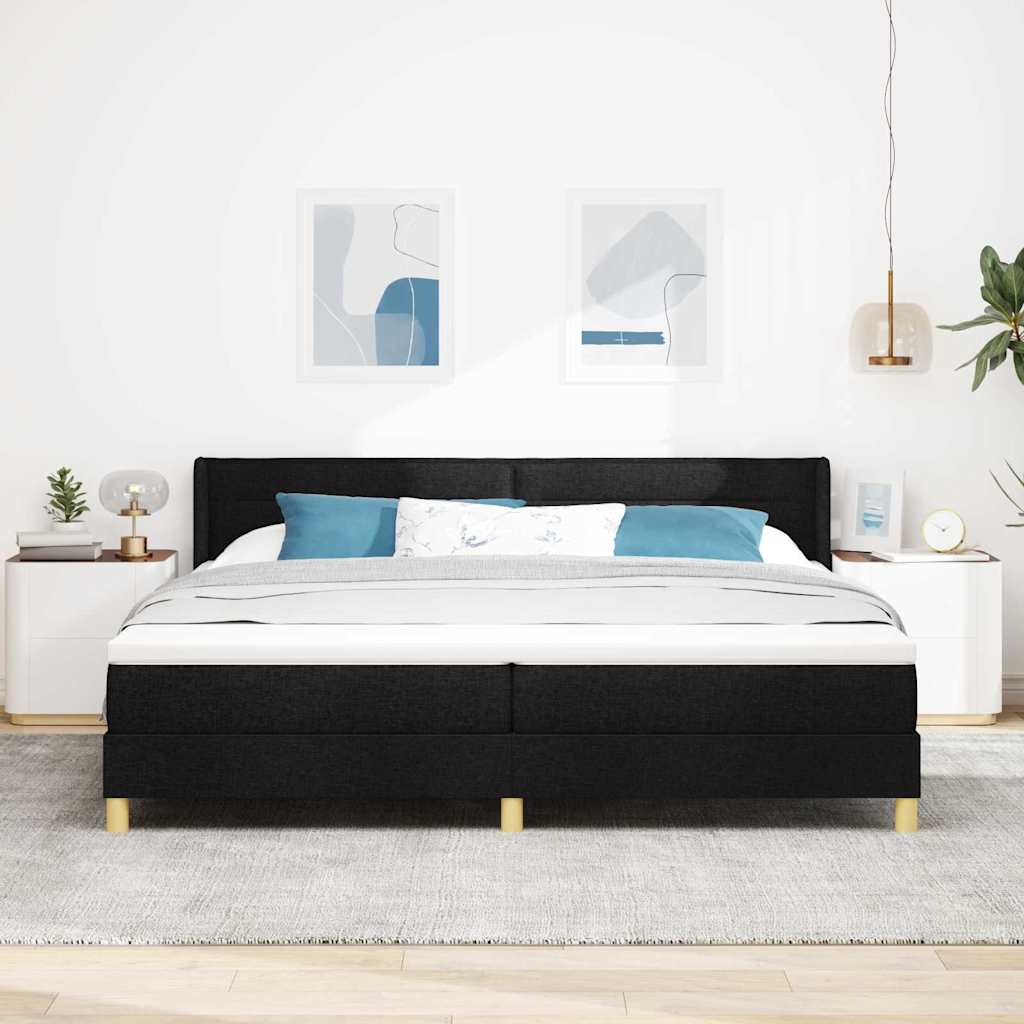 Krevet s opruga kutije s madracem Crna 200 x 200 cm tkanina