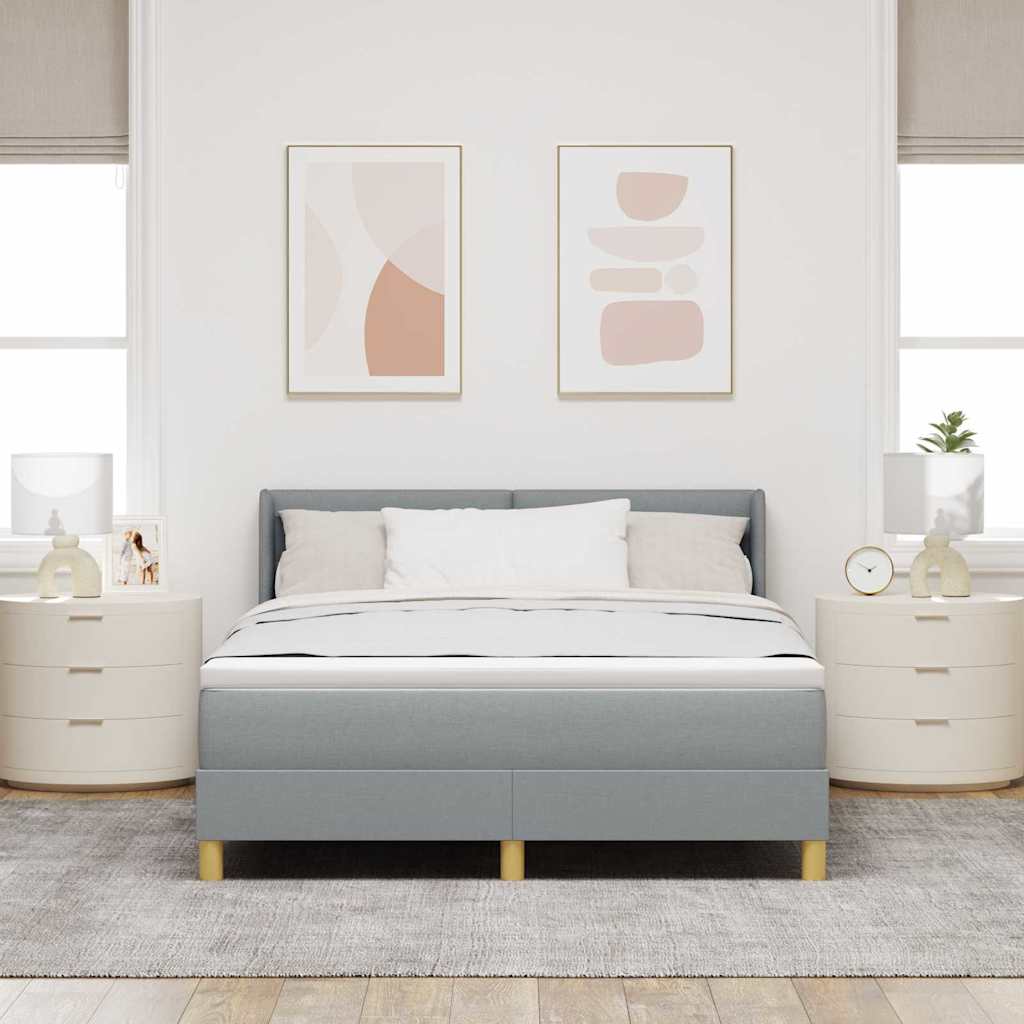 Krevet s opruga kutije Svijetlo siva 190 x 140 cm tkanina