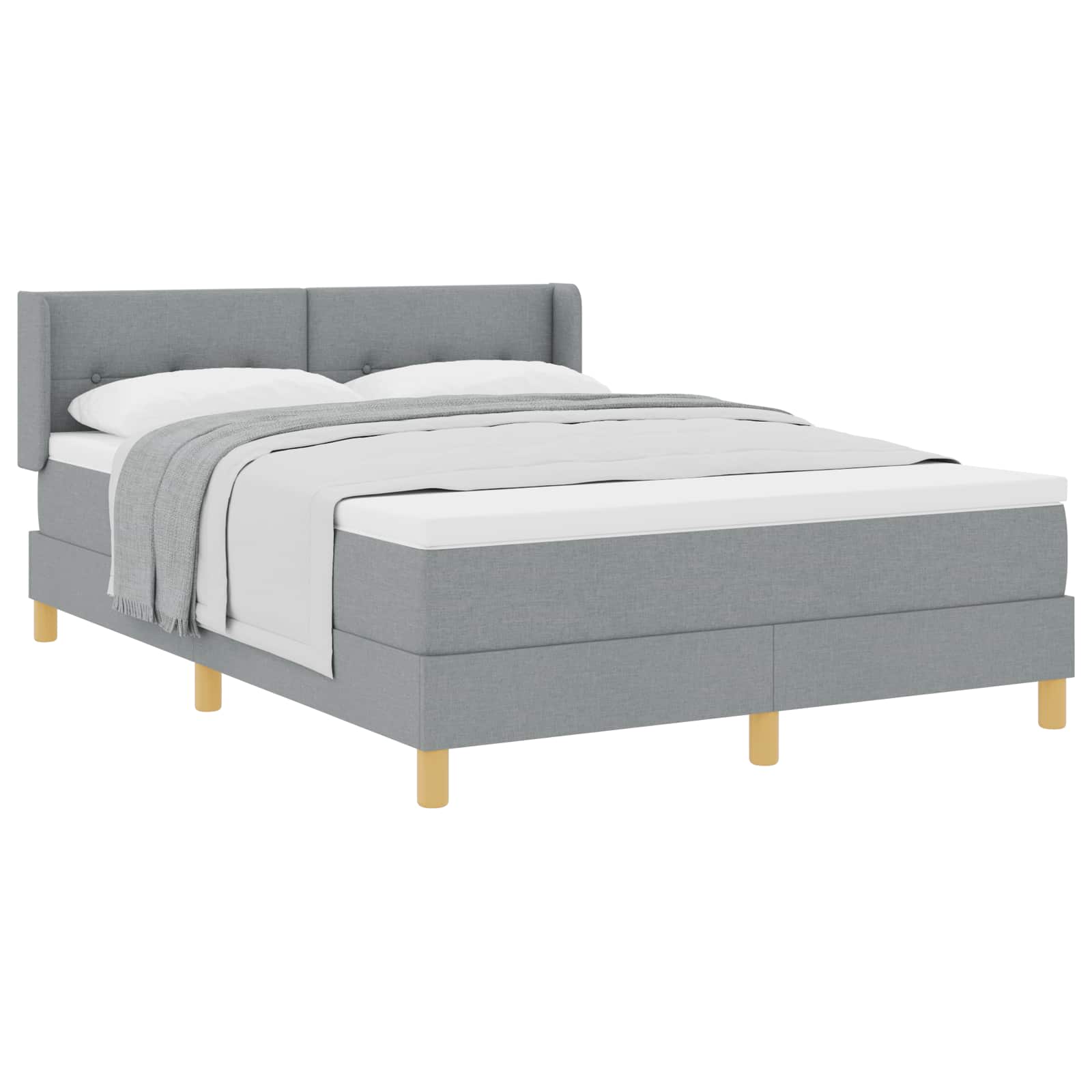 Krevet s opruga kutije Svijetlo siva 190 x 140 cm tkanina