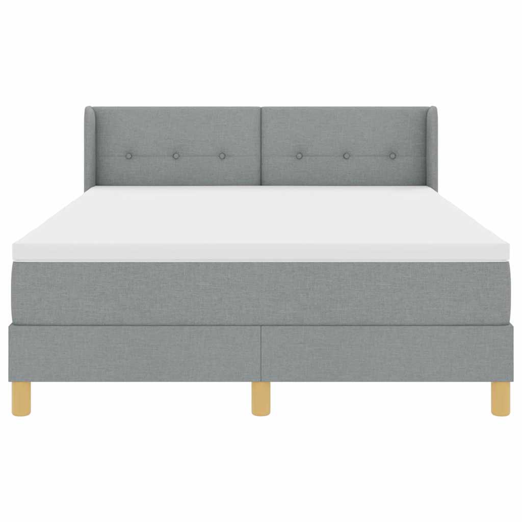 Krevet s opruga kutije Svijetlo siva 190 x 140 cm tkanina