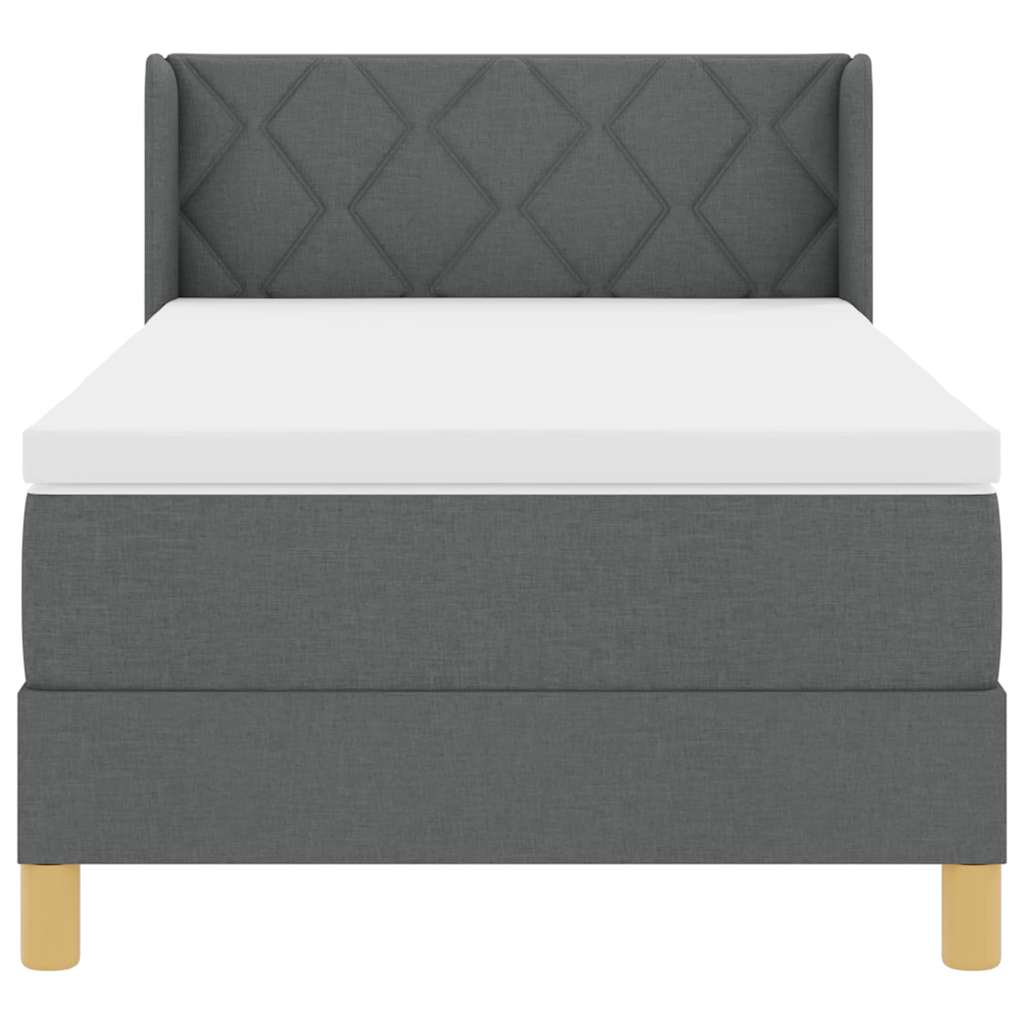 Krevet s opruga kutije Tamno siva 190 x 90 cm Poliester
