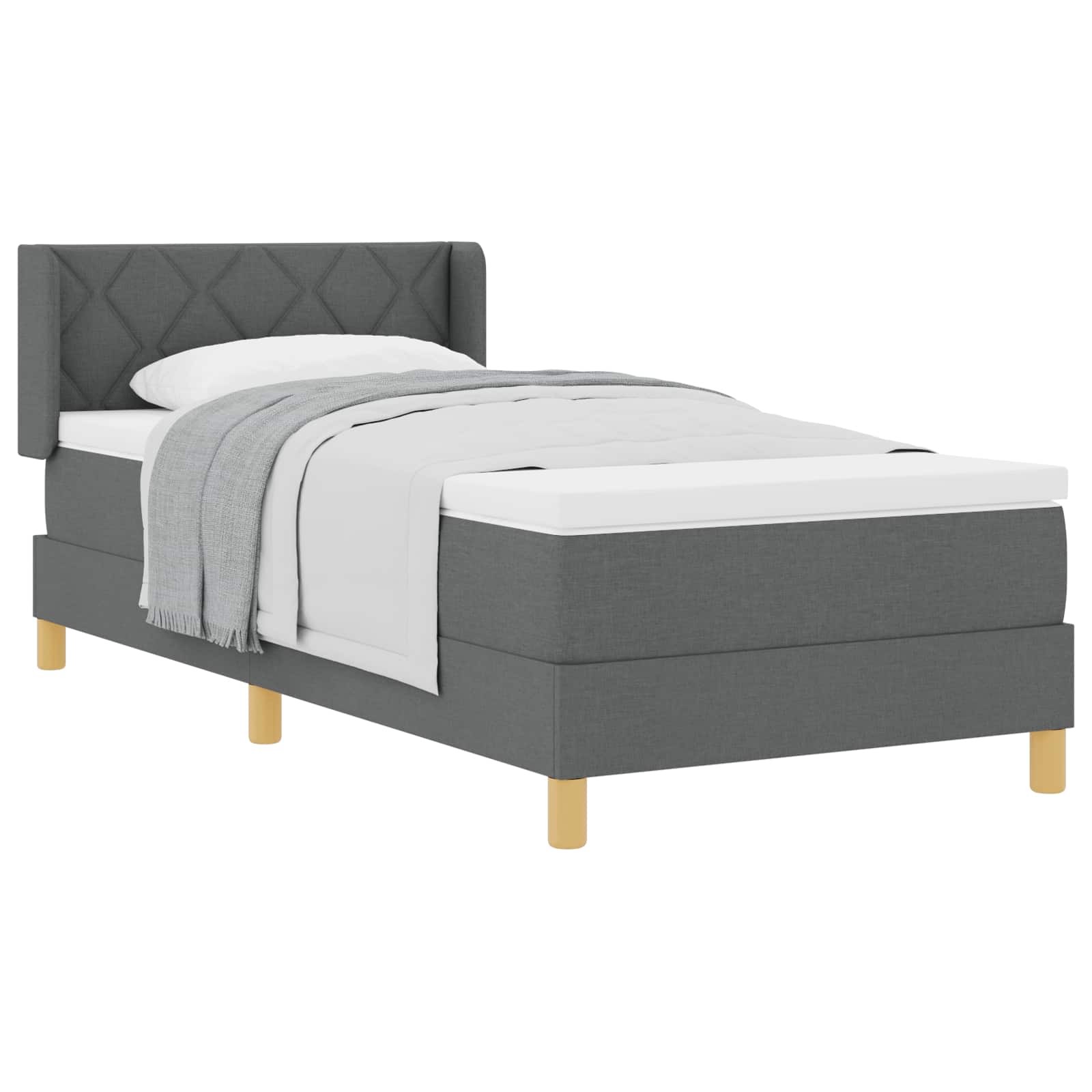 Krevet s opruga kutije Tamno siva 200 x 90 cm tkanina