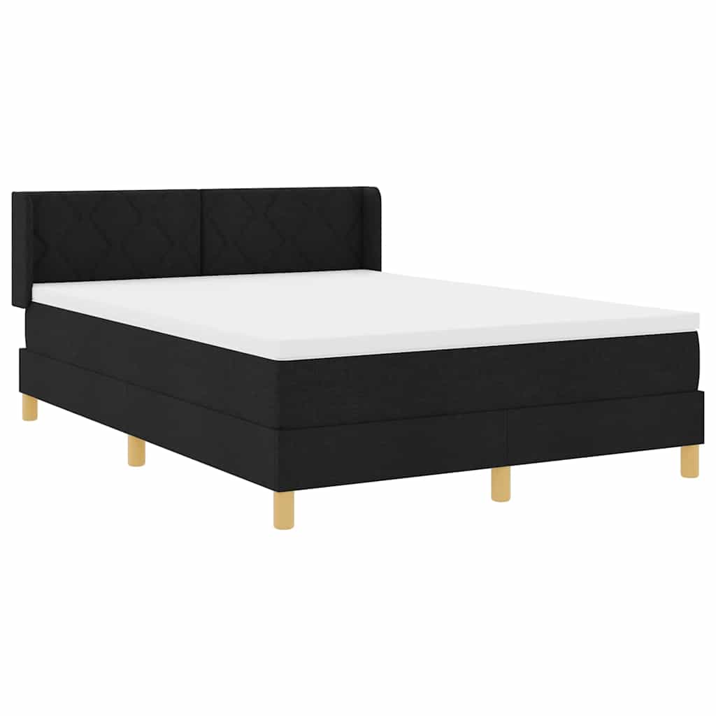 Krevet s opruga kutije s uzglavljem Crna 200 x 140 cm tkanina