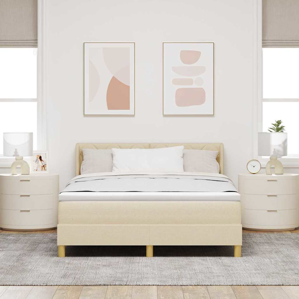 Krevet s opruga kutije s uzglavljem Krema 200 x 160 cm tkanina