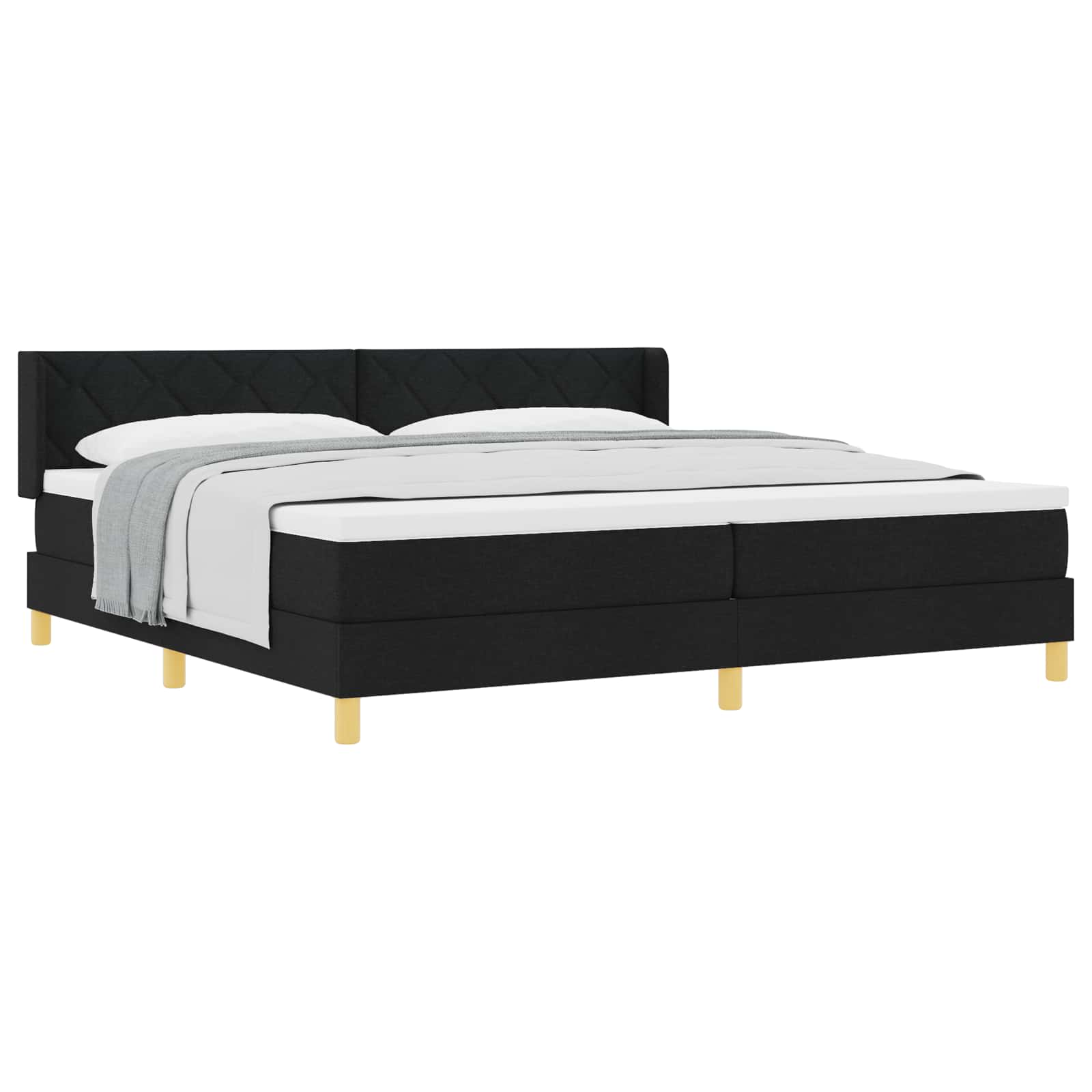 Krevet s opruga kutije s uzglavljem Crna 200 x 200 cm tkanina