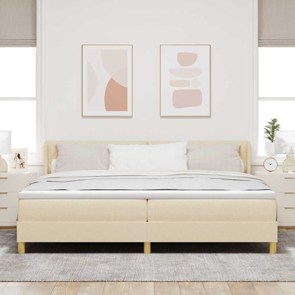 Krevet s opruga kutije s uzglavljem Krema 200 x 200 cm tkanina