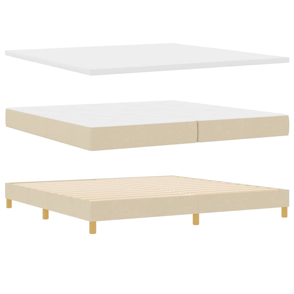 Krevet s opruga kutije s uzglavljem Krema 200 x 200 cm tkanina