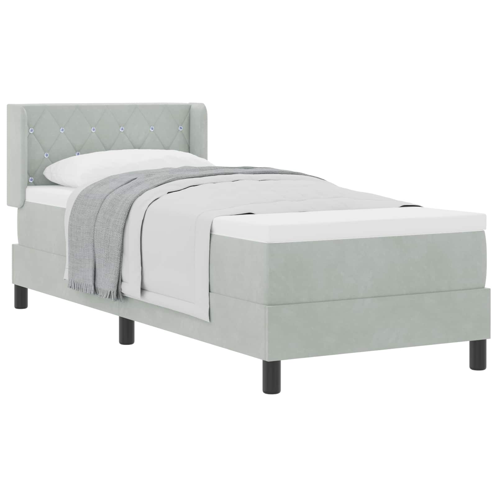 Krevet s opruga kutije Svijetlo siva 200 x 80 cm Baršun