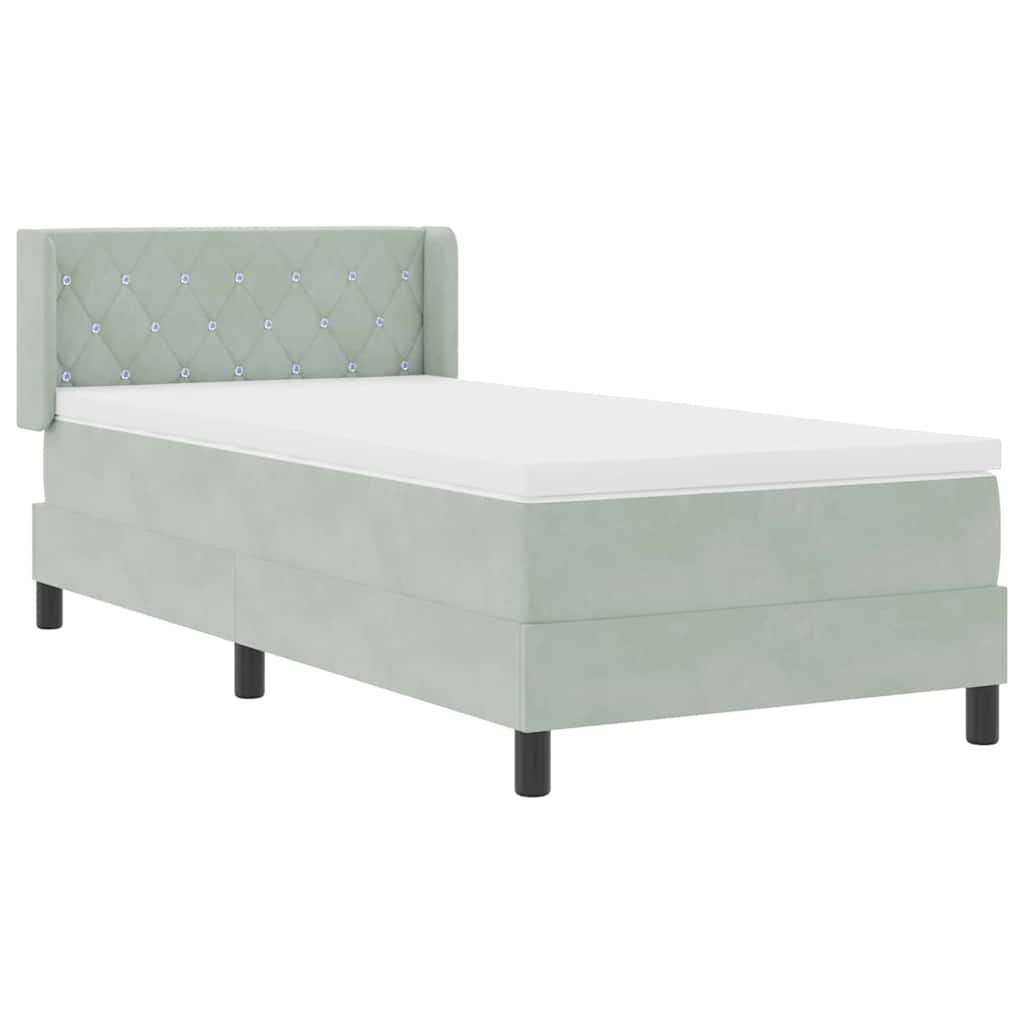 Krevet s opruga kutije Svijetlo siva 200 x 90 cm Baršun
