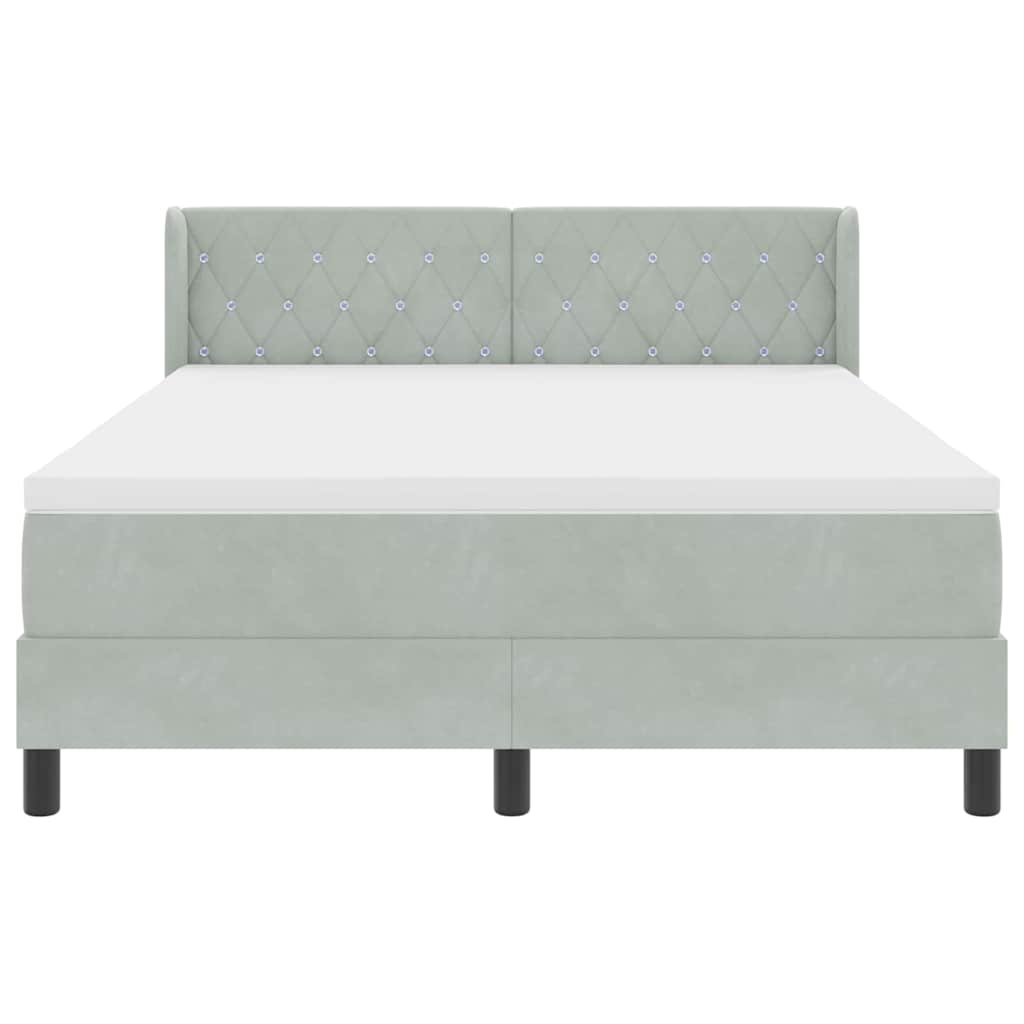Krevet s opruga kutije Svijetlo siva 200 x 140 cm Baršun