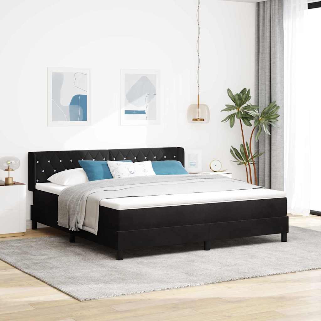 Krevet s opruga kutije s uzglavljem Crna 200 x 180 cm Baršun