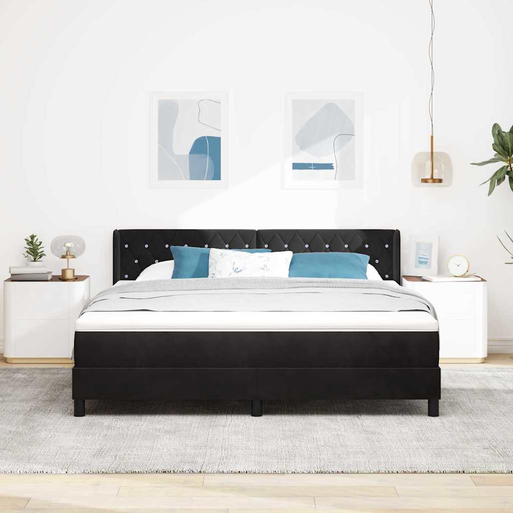 Krevet s opruga kutije s uzglavljem Crna 200 x 180 cm Baršun