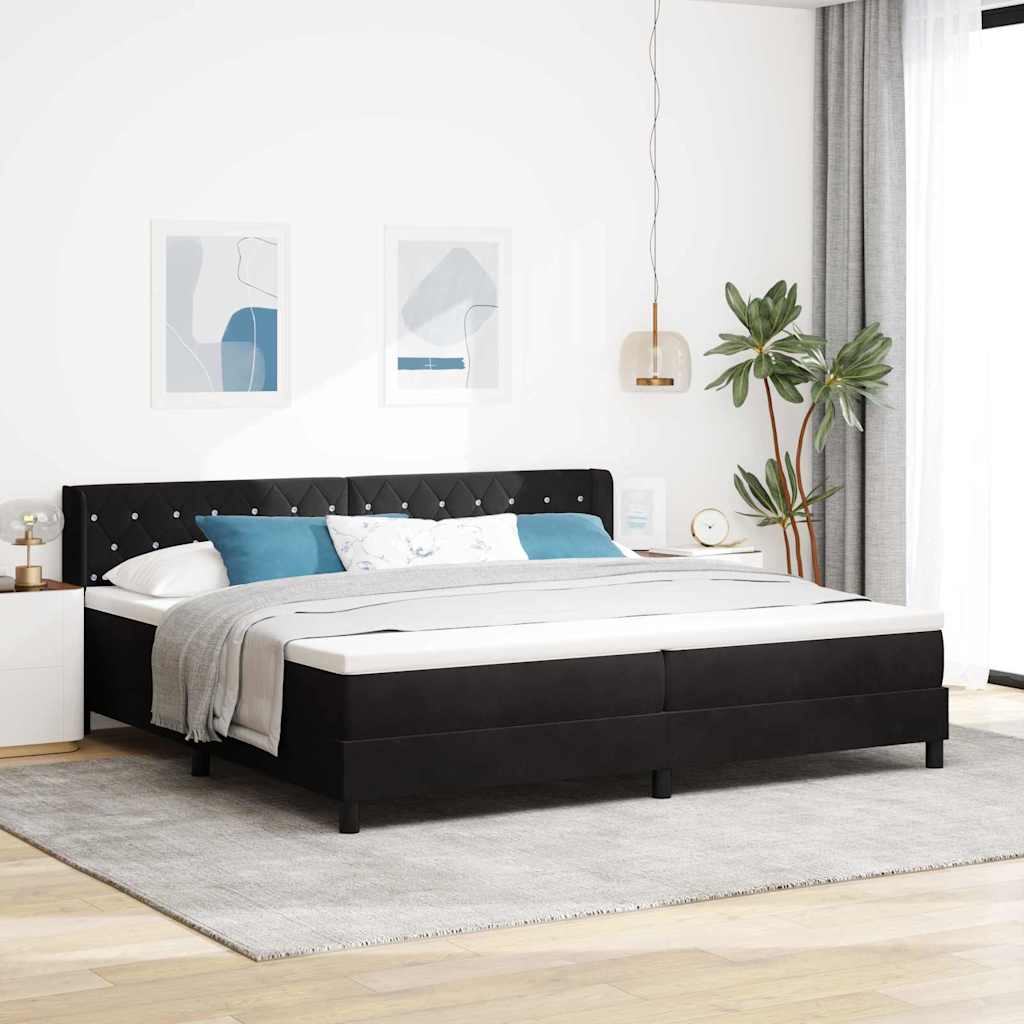 Krevet s opruga kutije s uzglavljem Crna 200 x 200 cm Baršun