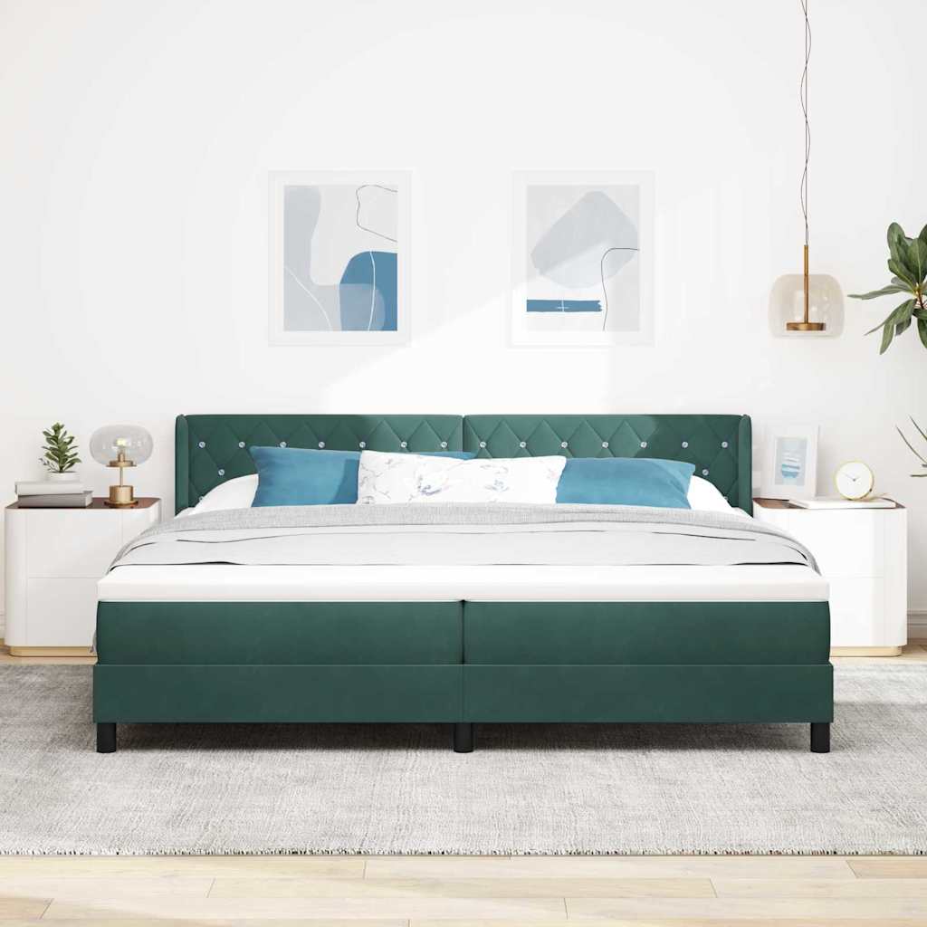 Krevet s opruga kutije Tamnozelena 200 x 200 cm Baršun