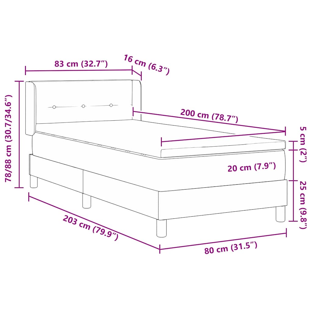 Krevet s opruga kutije Svijetlo siva 200 x 80 cm Baršun