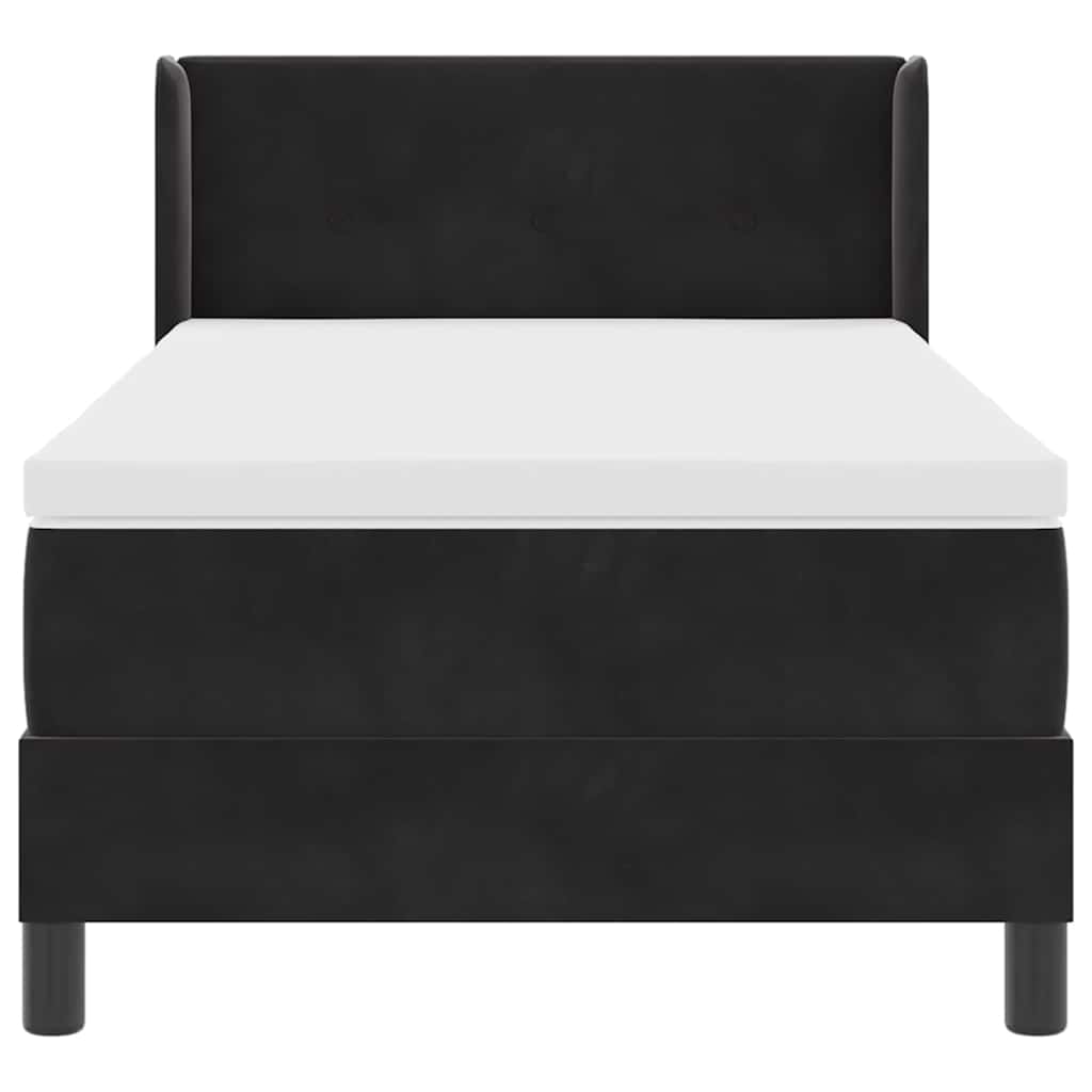 Krevet s opruga kutije s uzglavljem Crna 200 x 90 cm Baršun