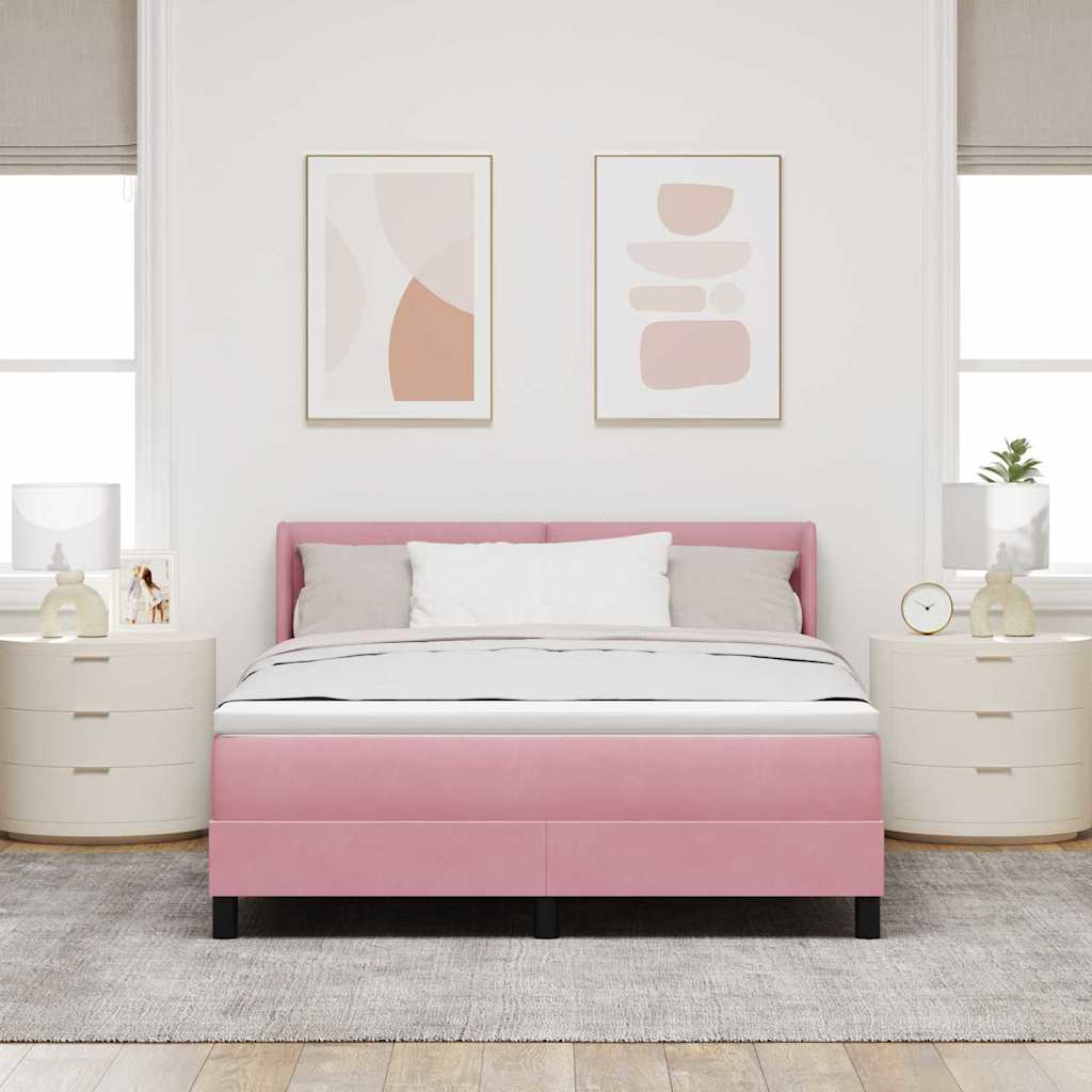 Krevet s opruga kutije Ružičasta 200 x 160 cm Baršun