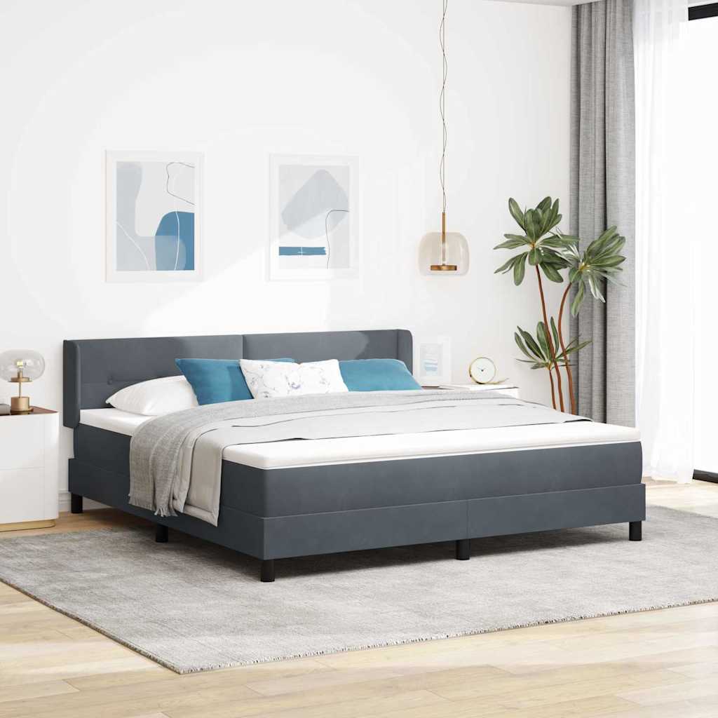 Krevet s opruga kutije Tamno siva 200 x 180 cm Baršun