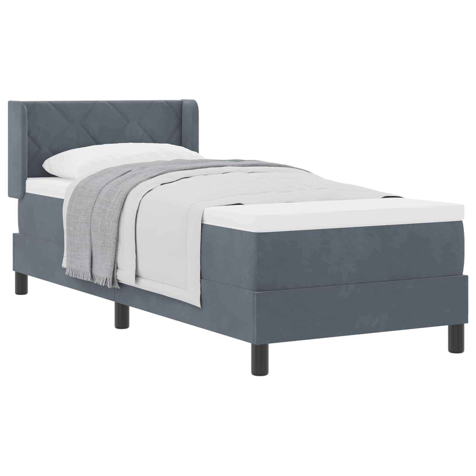 Krevet s opruga kutije Tamno siva 200 x 80 cm Baršun