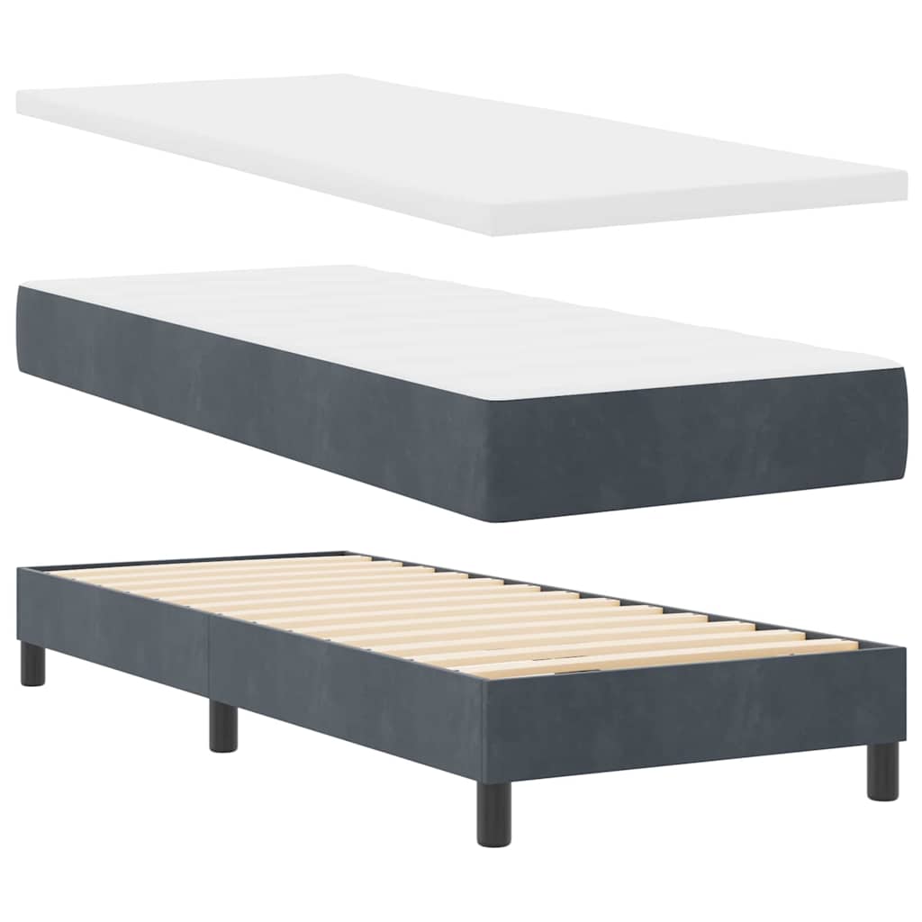 Krevet s opruga kutije Tamno siva 200 x 80 cm Baršun