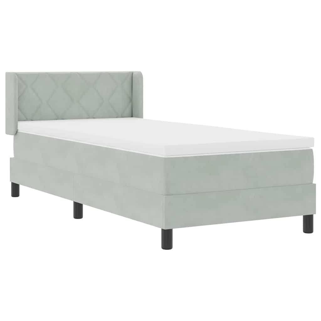 Krevet s opruga kutije Svijetlo siva 190 x 90 cm Baršun