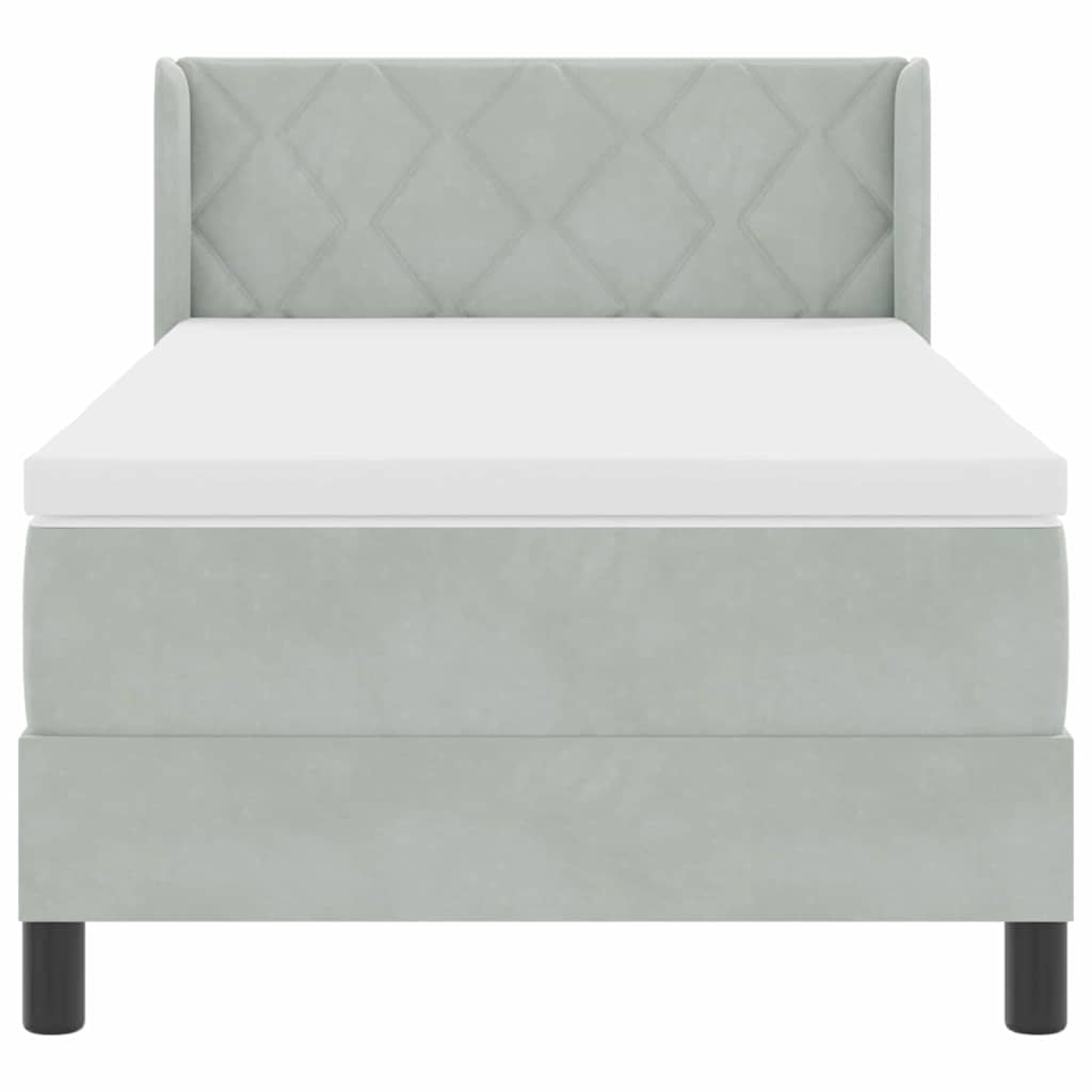 Krevet s opruga kutije Svijetlo siva 190 x 90 cm Baršun