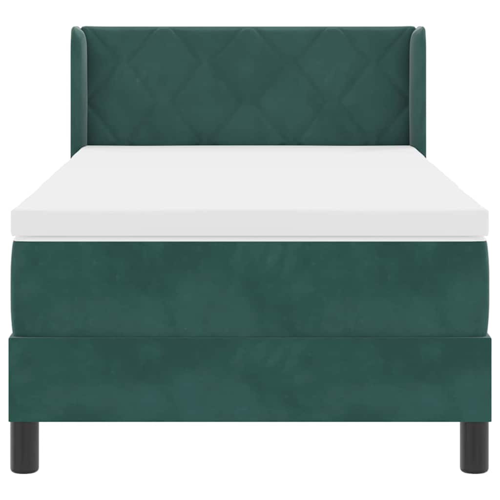 Krevet s opruga kutije Tamnozelena 200 x 90 cm Baršun