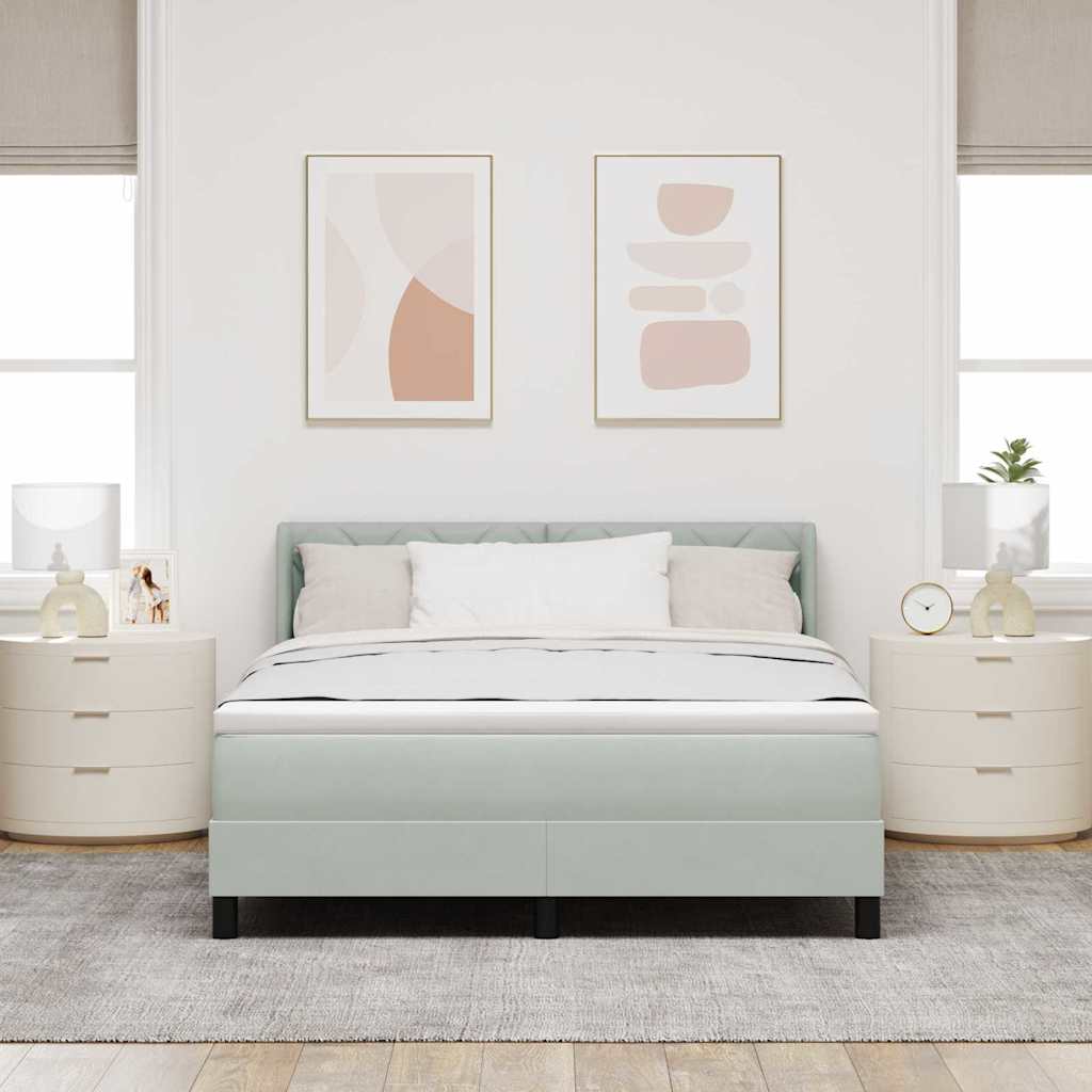 Krevet s opruga kutije Svijetlo siva 190 x 140 cm Baršun