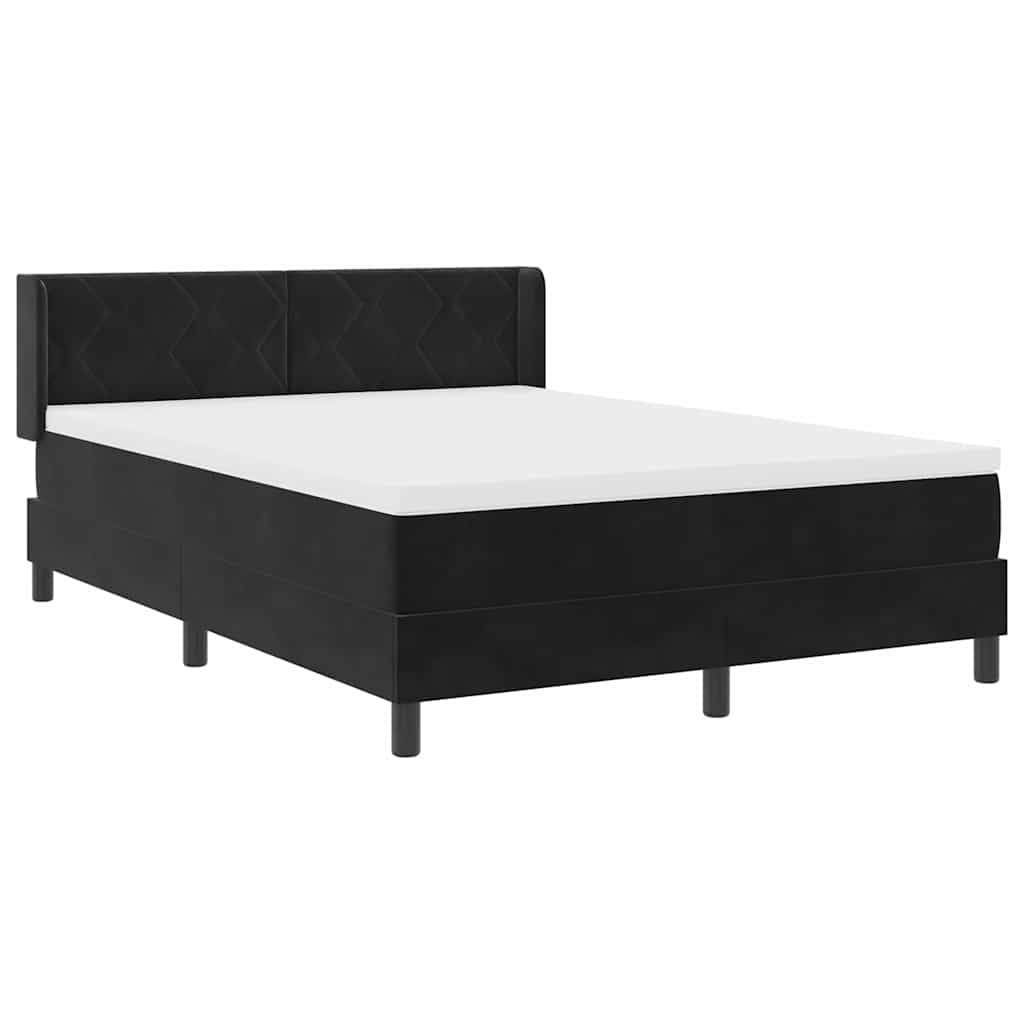 Krevet s opruga kutije s uzglavljem Crna 200 x 140 cm Baršun