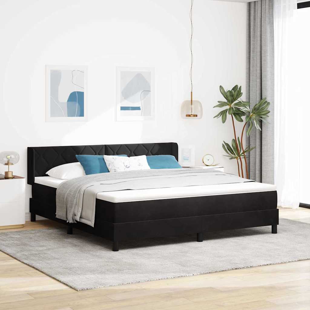 Krevet s opruga kutije s uzglavljem Crna 200 x 180 cm Baršun