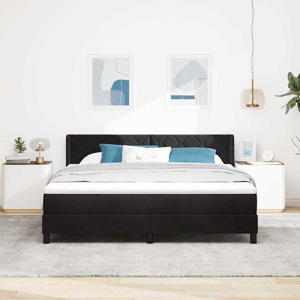 Krevet s opruga kutije s uzglavljem Crna 200 x 180 cm Baršun