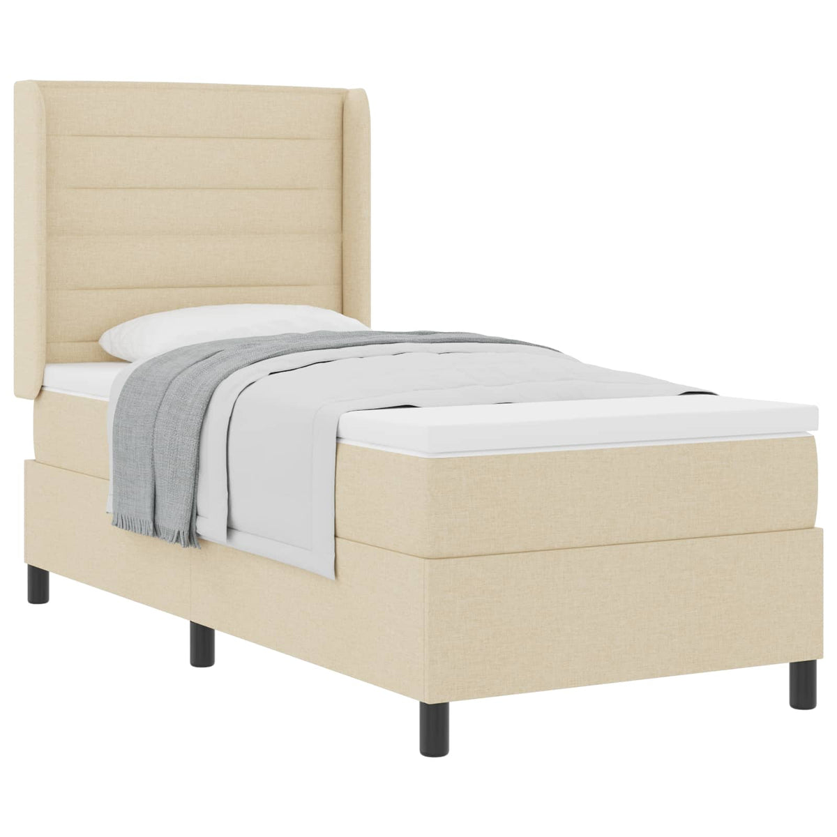 Krevet s opruga kutije s jastukom Krema 200 x 80 cm tkanina