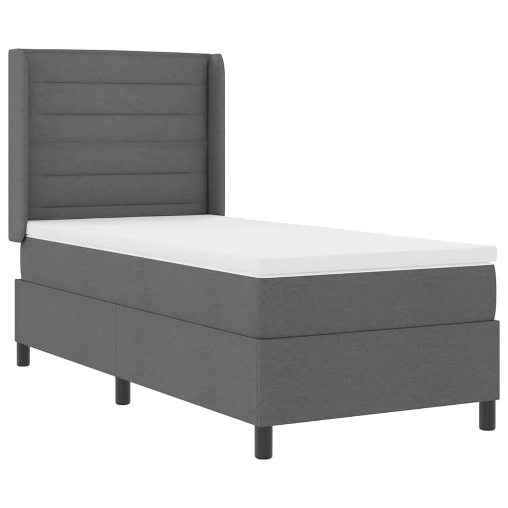 Krevet s opruga kutije Tamno siva 200 x 90 cm tkanina
