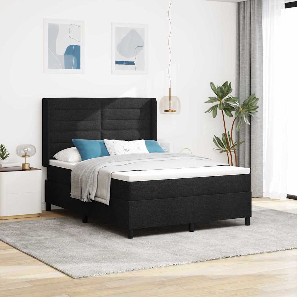 Krevet s opruga kutije s jastukom Crna 200 x 140 cm tkanina