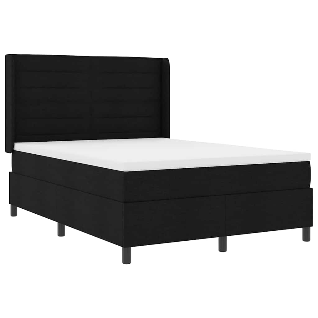 Krevet s opruga kutije s jastukom Crna 200 x 140 cm tkanina
