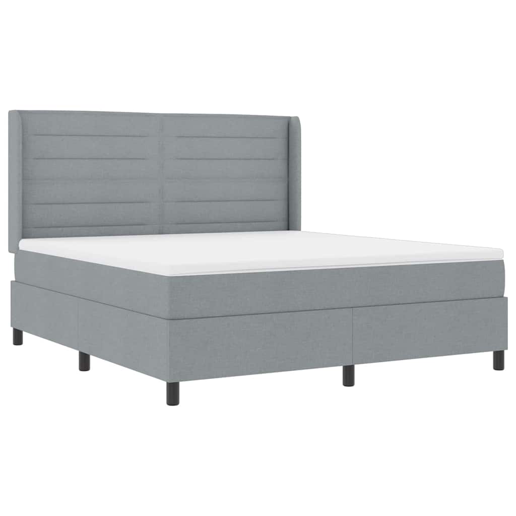 Krevet s opruga kutije Svijetlo siva 200 x 180 cm tkanina