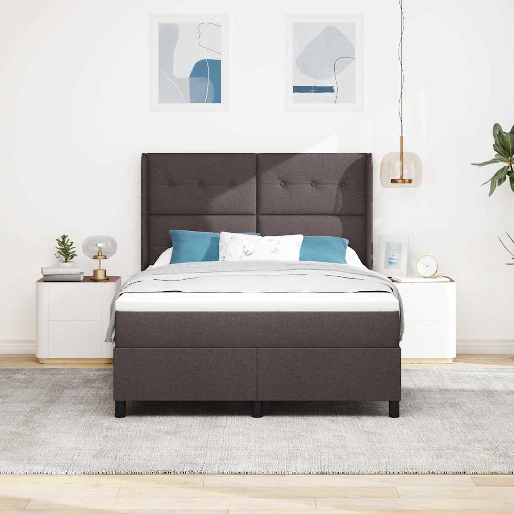 Krevet s opruga kutije Tamno smeđa 200 x 140 cm tkanina