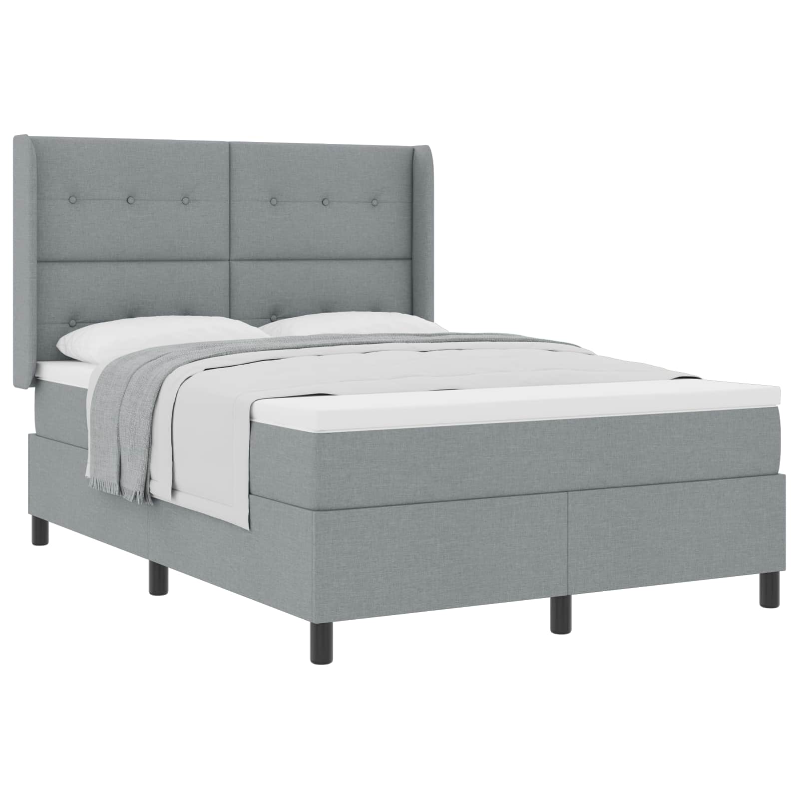 Krevet s opruga kutije Svijetlo siva 200 x 160 cm tkanina