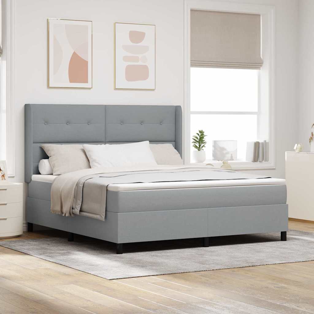 Krevet s opruga kutije Svijetlo siva 200 x 180 cm tkanina