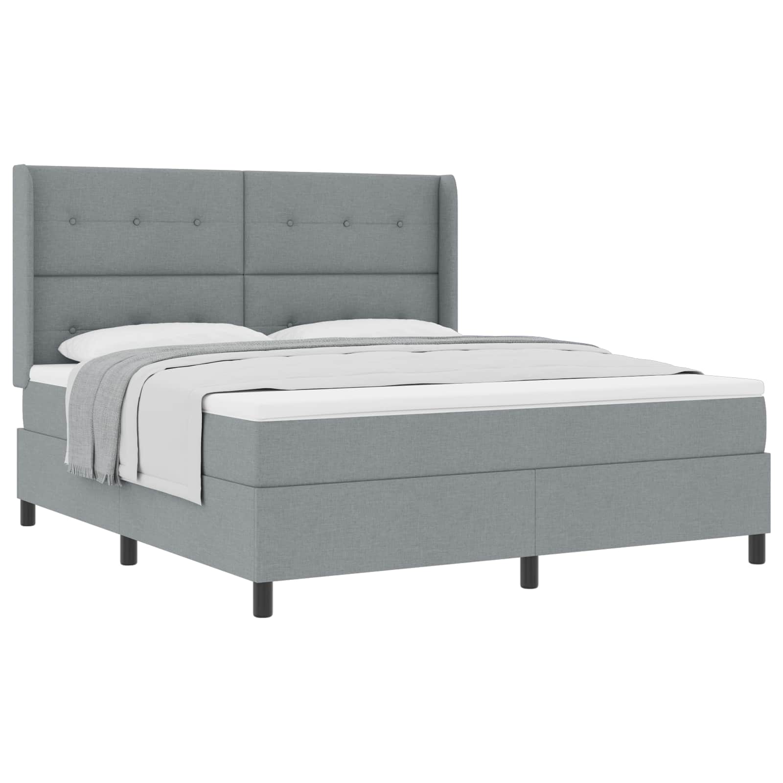 Krevet s opruga kutije Svijetlo siva 200 x 180 cm tkanina