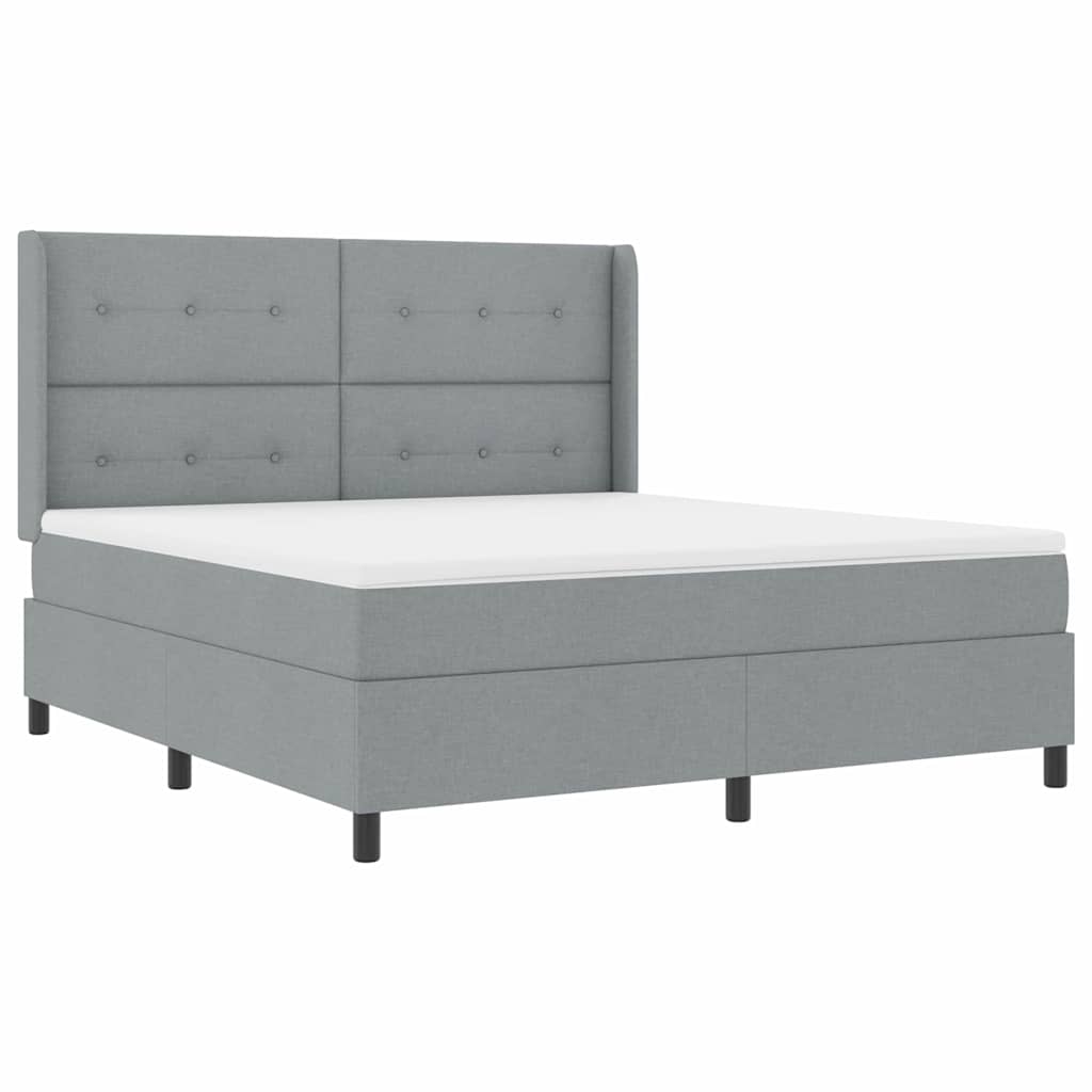 Krevet s opruga kutije Svijetlo siva 200 x 180 cm tkanina