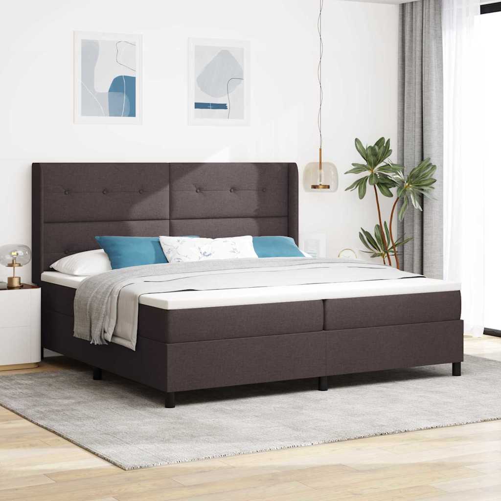 Krevet s opruga kutije Tamno smeđa 200 x 200 cm tkanina