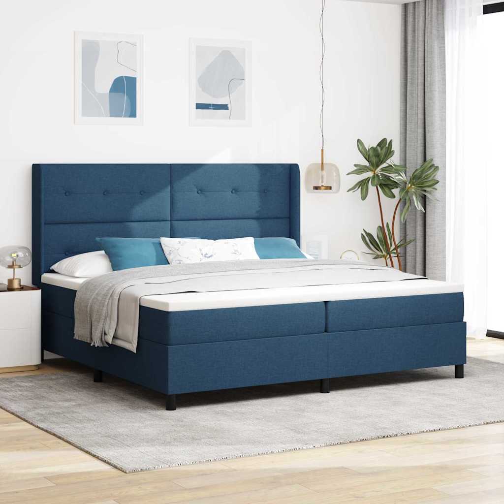 Krevet s opruga kutije s jastukom Plava 200 x 200 cm tkanina