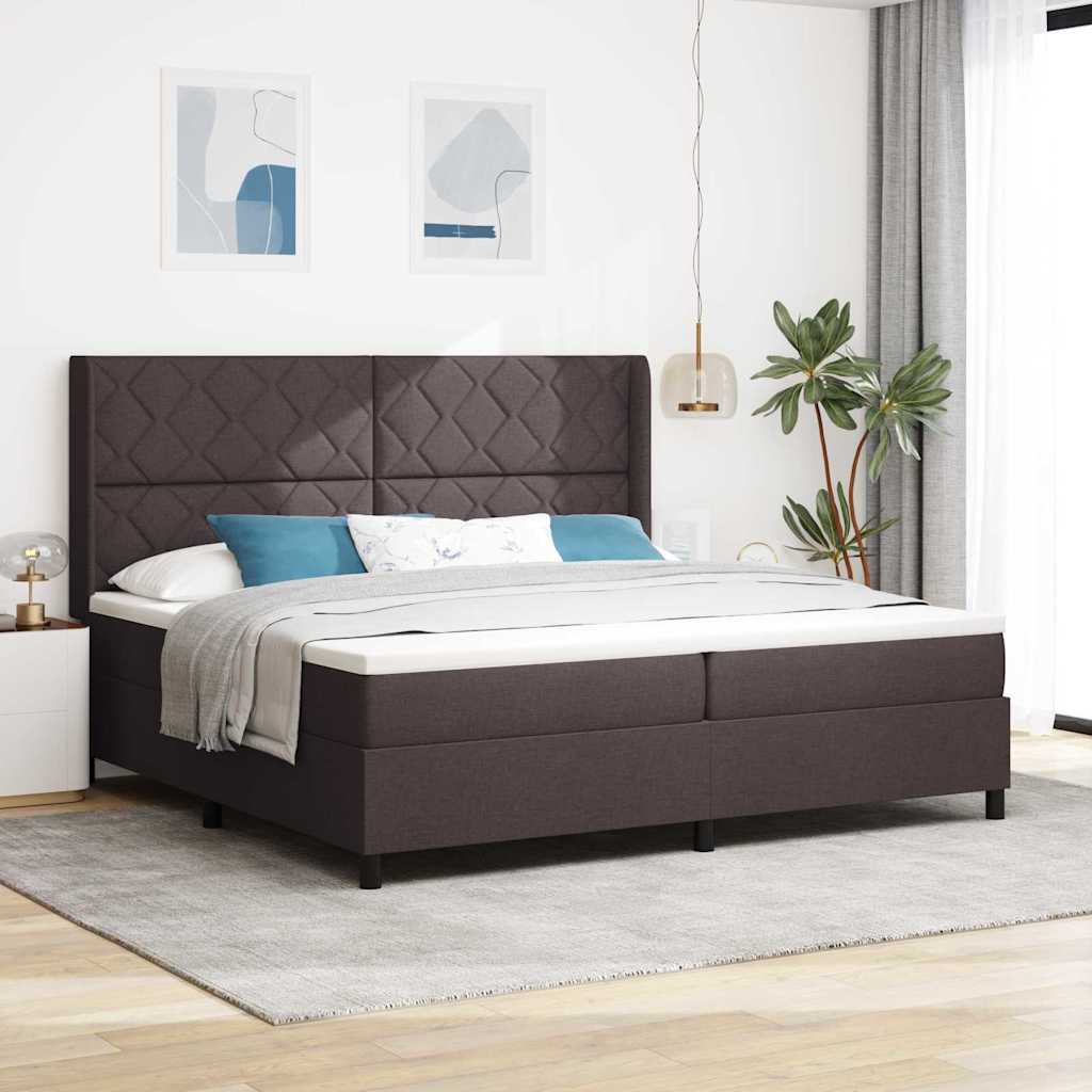Krevet s opruga kutije Tamno smeđa 200 x 200 cm tkanina