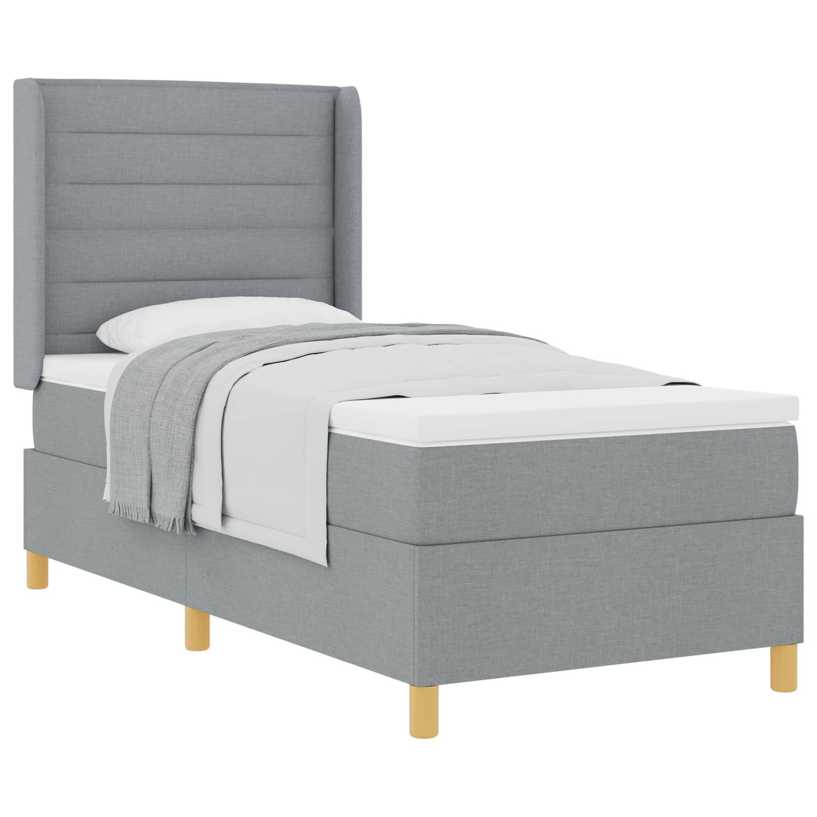 Krevet s opruga kutije Svijetlo siva 90 x 190 cm tkanina