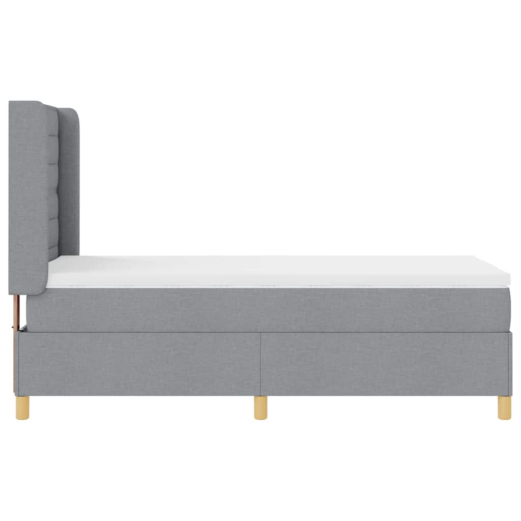 Krevet s opruga kutije Svijetlo siva 90 x 190 cm tkanina