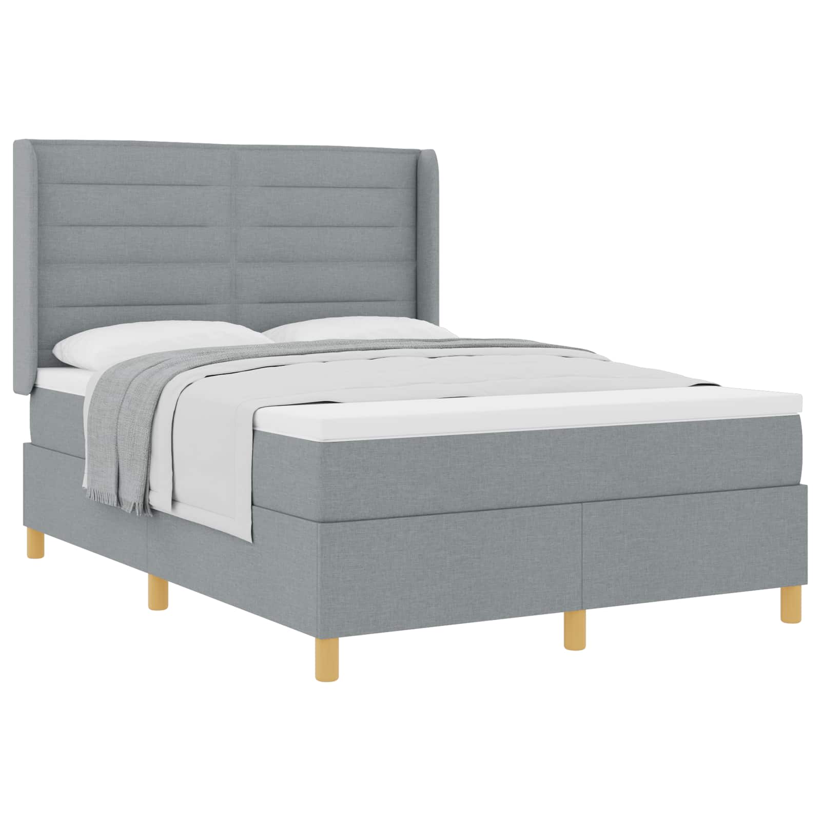 Krevet s opruga kutije Svijetlo siva 140 x 190 cm tkanina