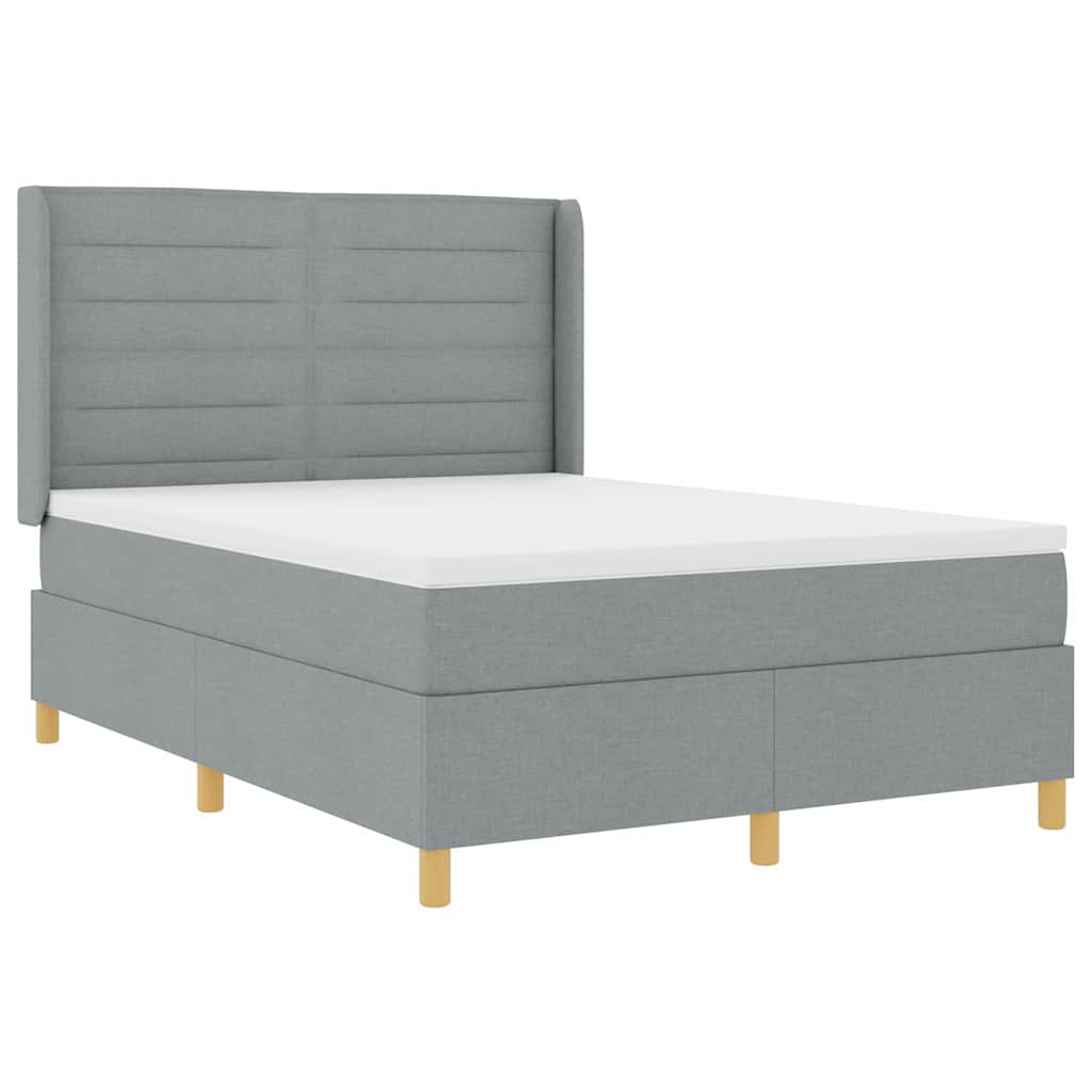 Krevet s opruga kutije Svijetlo siva 140 x 190 cm tkanina