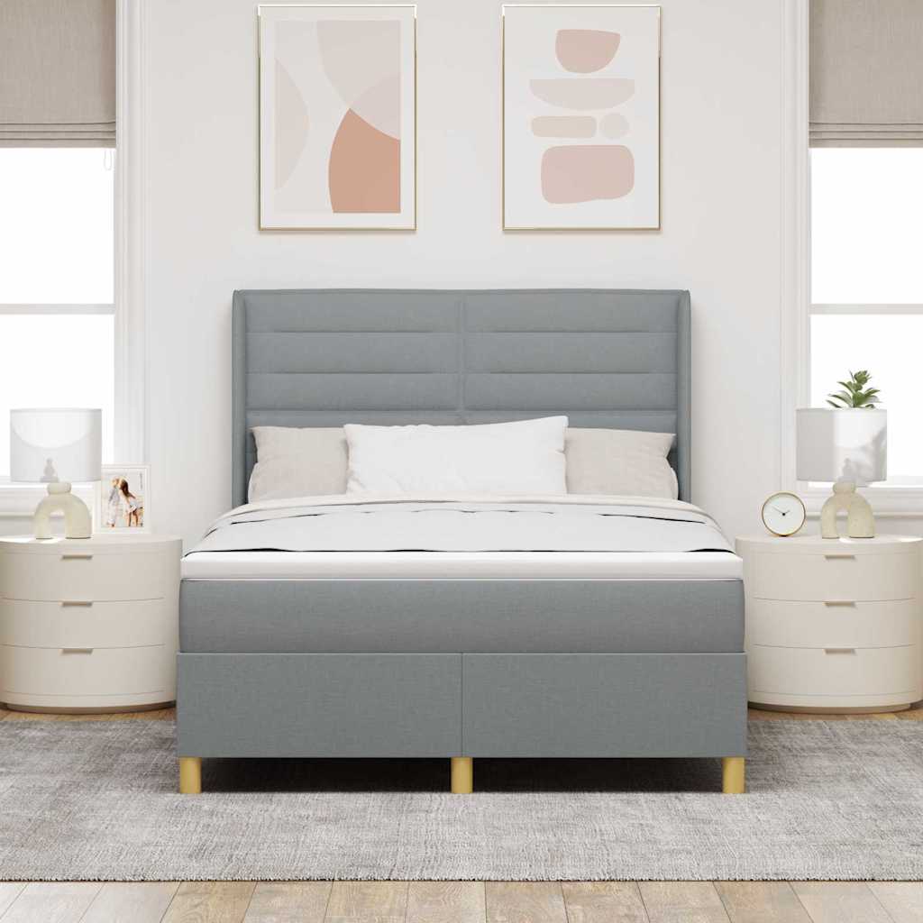Krevet s opruga kutije Svijetlo siva 160 x 200 cm tkanina