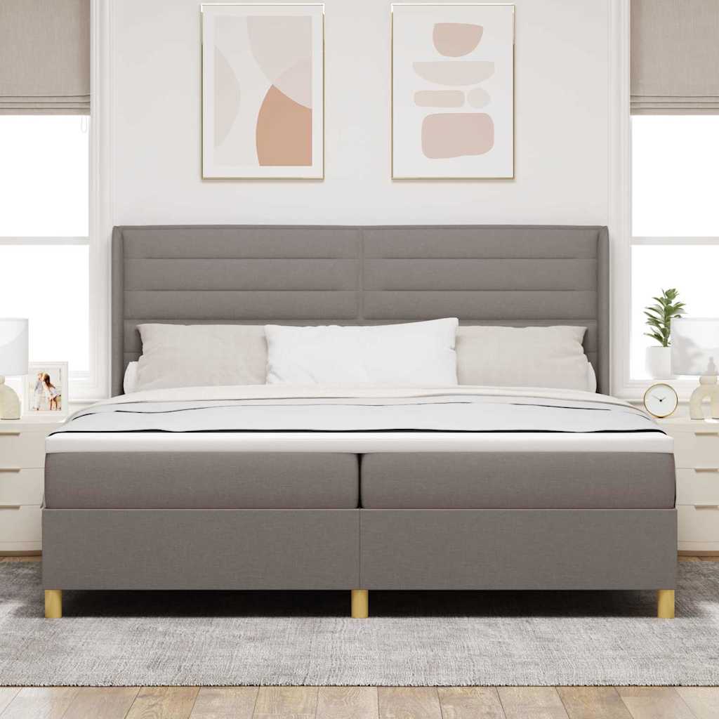 Krevet s opruga kutije Sivo-smeđa 200 x 200 cm tkanina